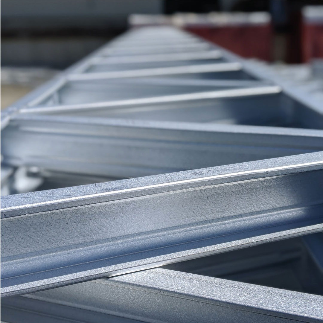 Galvanized steel members close-up